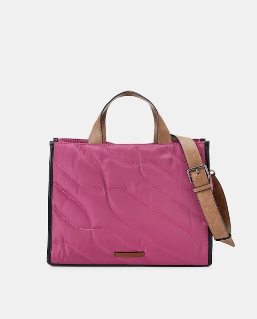 Imagen 0 de Bolso shopper acolchado de materiales reciclados en fucsia