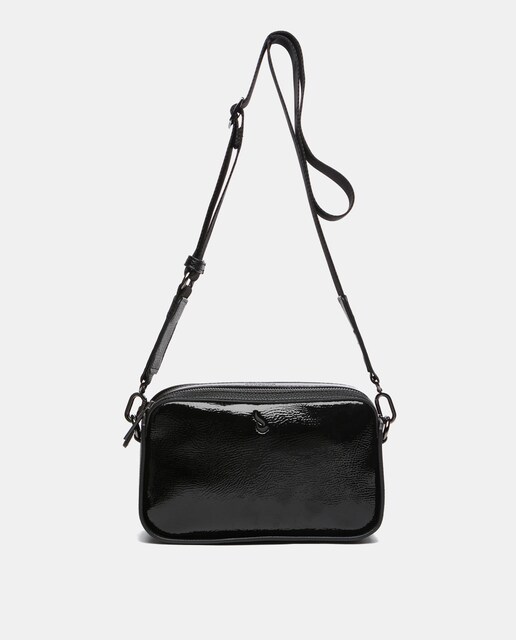 Imagen 0 de Bandolera mediana negra con cierre de cremallera