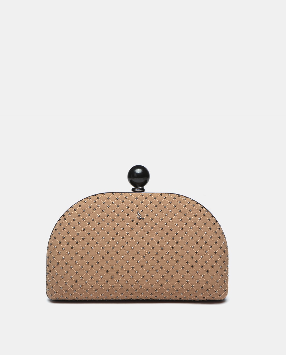 Imagen 0 de Clutch de fiesta en camel con forma de media luna