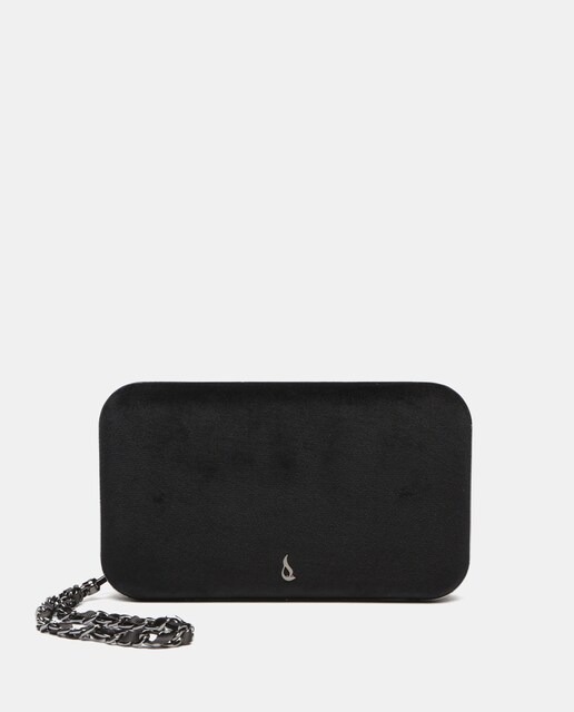 Imagen 0 de Clutch rectangular en terciopelo negro con cremallera