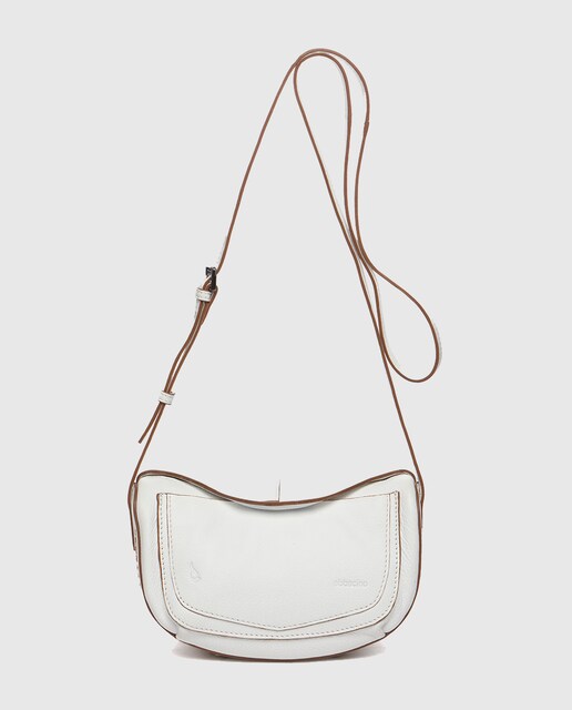 Imagen 0 de Bandolera pequeña de mujer de piel en blanco