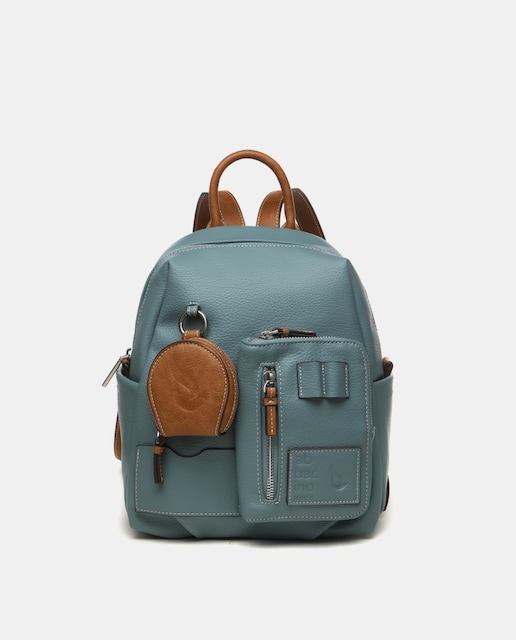 Imagen 0 de Mochila de materiales reciclados en azul con cremallera