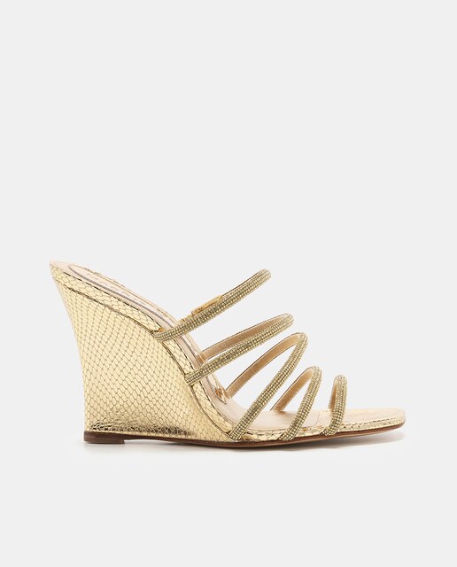 Imagen 0 de Sandalias cuña Anaïs de mujer en piel con tiras cristales Swarovski