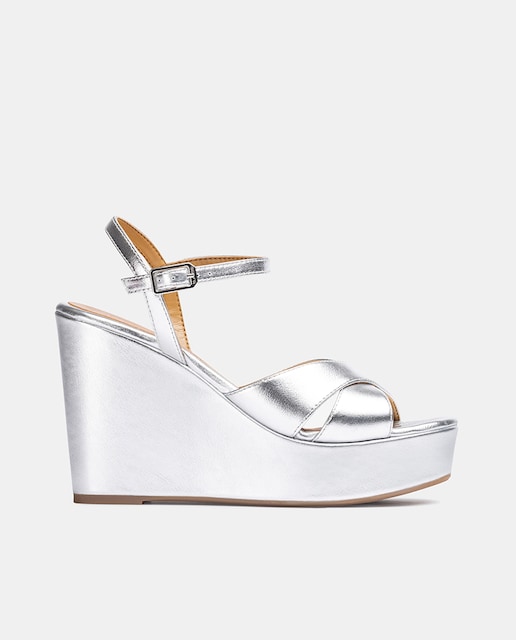 Imagen 0 de Sandalia de cuña Meson de mujer en piel plataforma tiras cruzadas