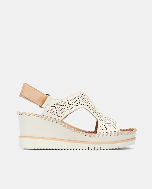 Imagen 0 de Sandalias de cuña Aguadulce de mujer en piel con pala troquelada y cierre adherente