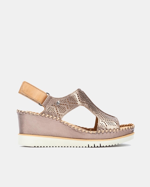 Imagen 0 de Sandalias de cuña Aguadulce de mujer en piel con pala troquelada y cierre adherente