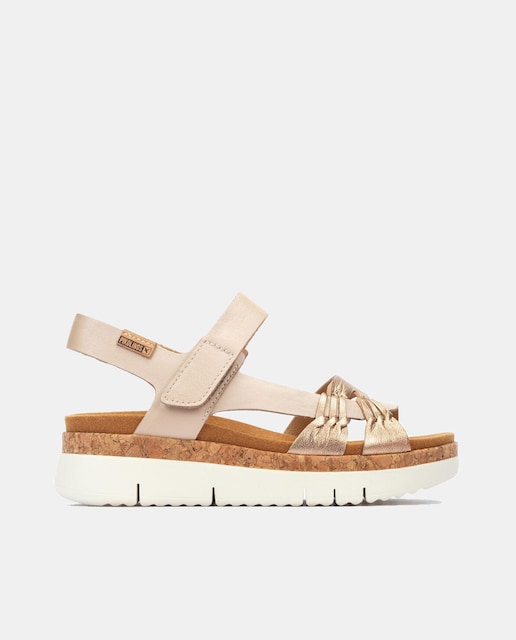 Imagen 0 de Sandalias de cuña de mujer de piel en color Verde