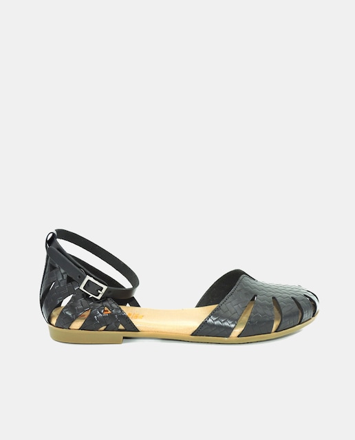 Imagen 0 de Zapatos planos de mujer en piel con pulsera al tobillo