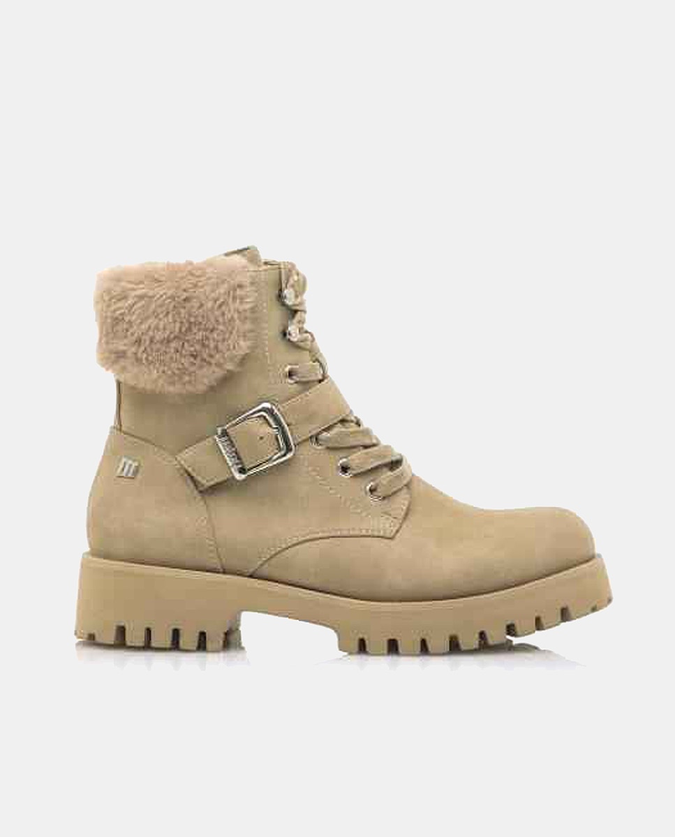 Imagen 0 de Botines de mujer tipo militar con detalle de pelo