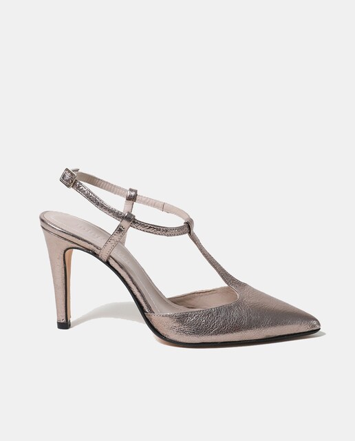 Imagen 0 de Zapatos de salón Ava de mujer en piel metalizada con puntera afilada y tacón de aguja