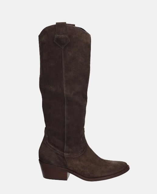 Imagen 0 de Botas de mujer tipo cowboy altas en serraje y tacón bloque