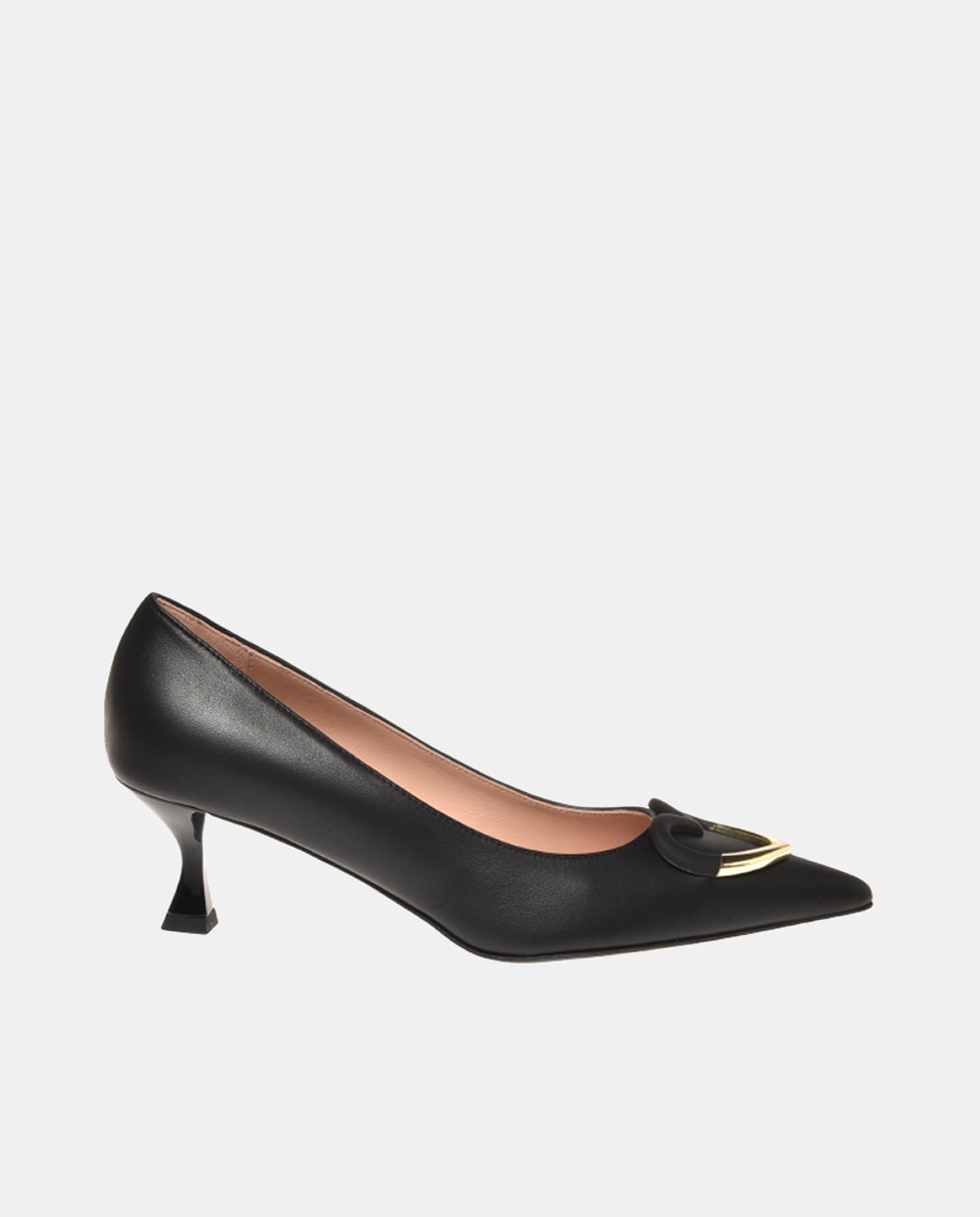 Imagen 0 de Zapatos salón Heart Plaque mujer en piel con tacón embudo