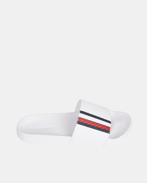 Imagen 0 de Chanclas de hombre en color azul blanco tipo pala con monograma