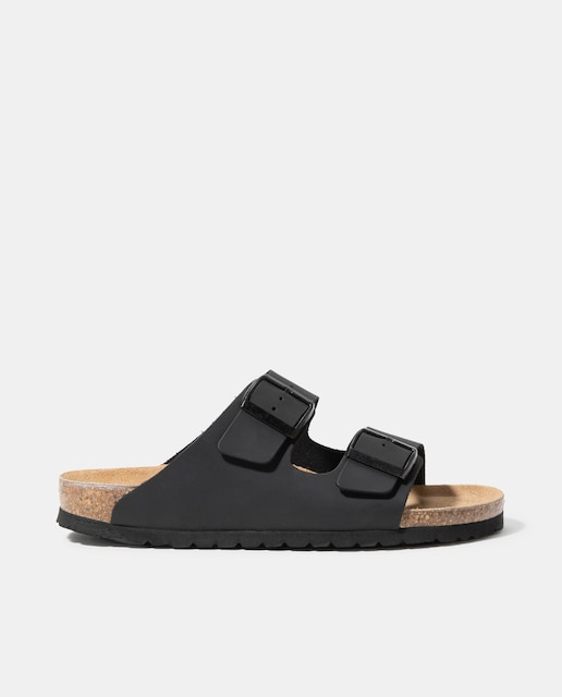 Imagen 0 de Sandalias de hombre Dustin de piel en negro con doble hebilla