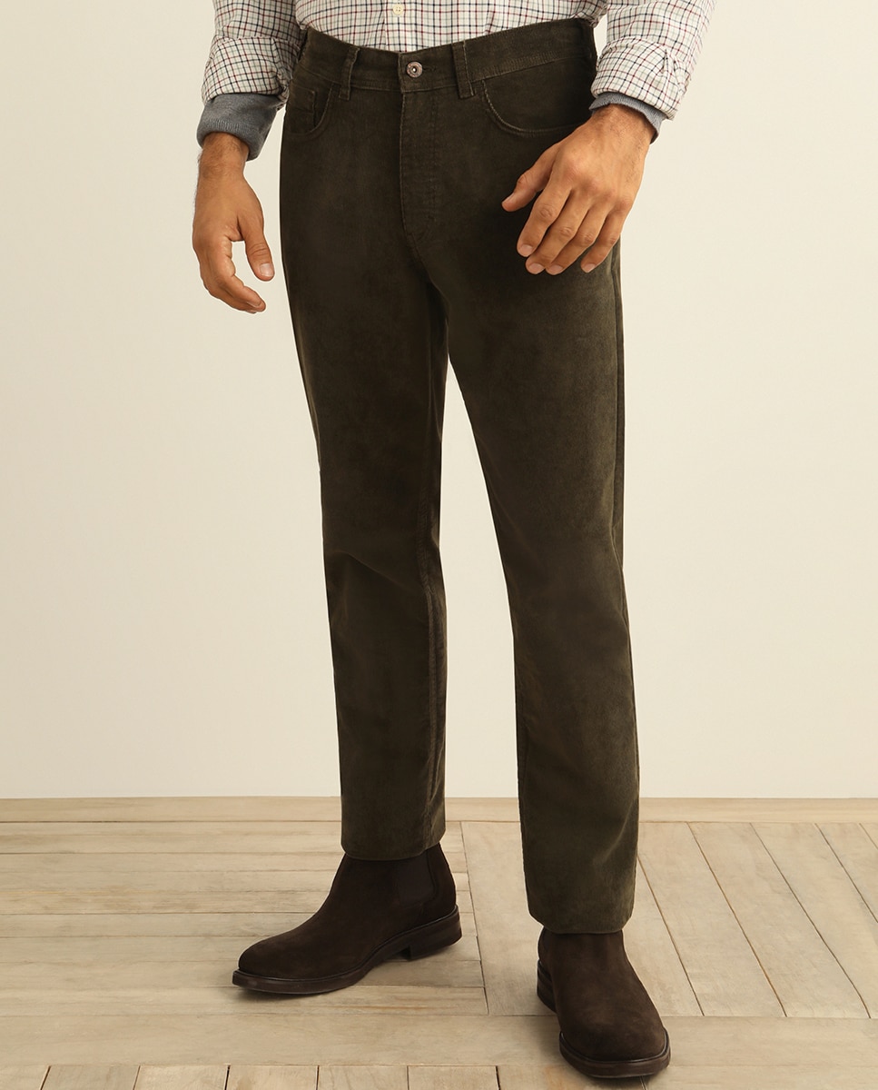 Imagen 0 de Pantalón de pana de hombre regular kaki