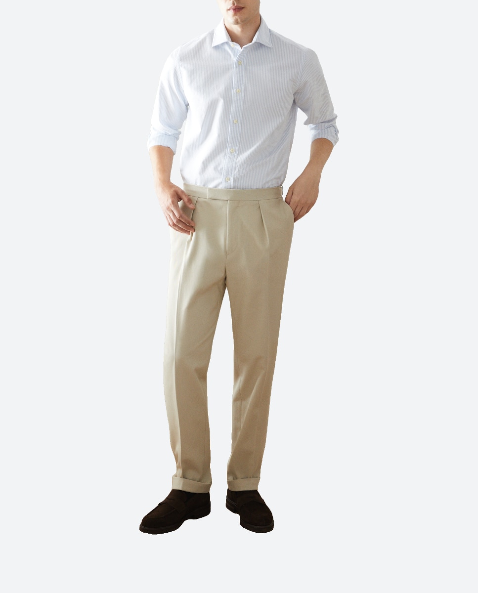 Imagen 0 de Pantalón de vestir de hombre algodón pliegues