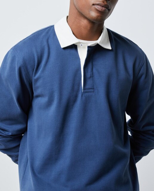 Imagen 0 de Polo manga larga liso rugby cuello camisero de hombre