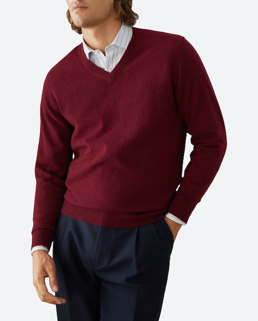 Imagen 0 de Jersey de hombre con el cuello pico liso 100% cashmere