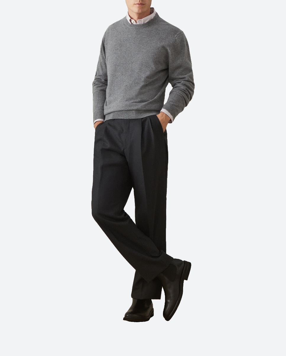 Imagen 0 de Jersey de hombre de cuello redondo liso lana cashmere