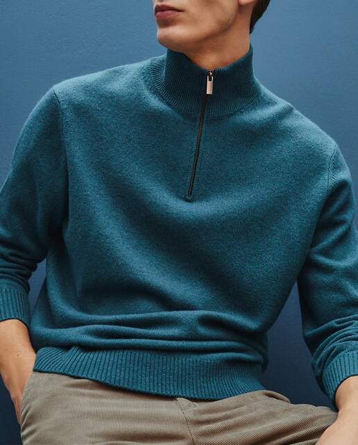 Imagen 0 de Sueter media cremallera hombre liso