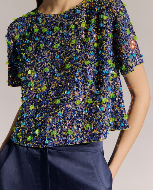 Imagen 0 de Top de mujer de manga corta de pedrería