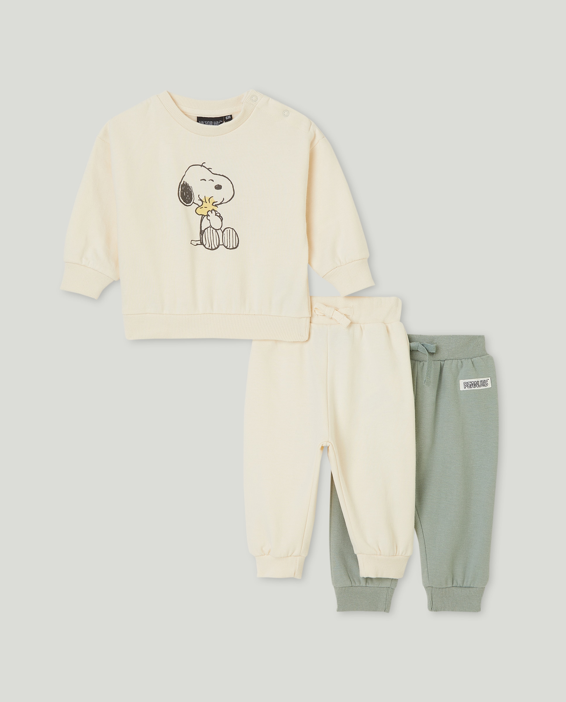 Imagen 0 de Conjunto de bebés sudadera y dos pantalones Snoopy