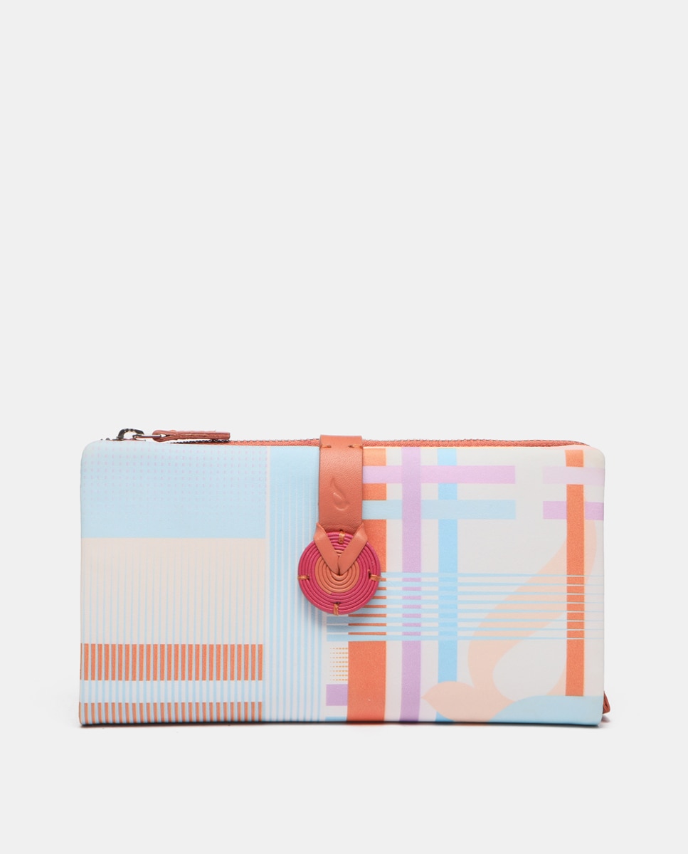 Imagen 0 de Cartera grande de piel con estampado geométrico