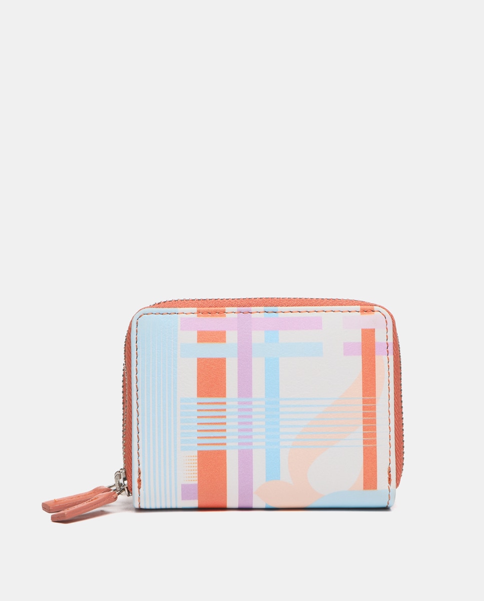 Imagen 0 de Cartera pequeña de piel con estampado geométrico