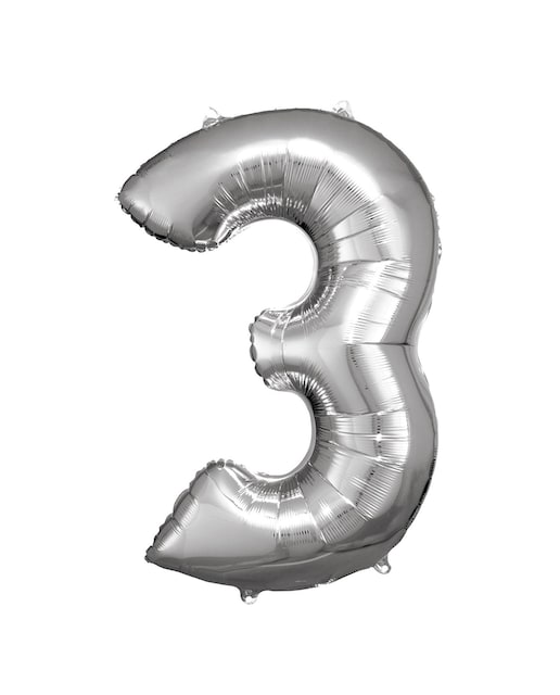 Globo helio  numero:3 plata 83/86cm