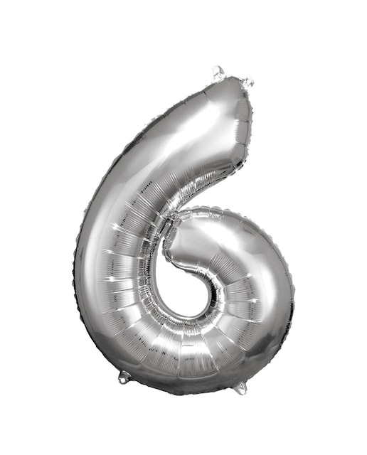 Globo helio  numero:6 plata 83/86cm
