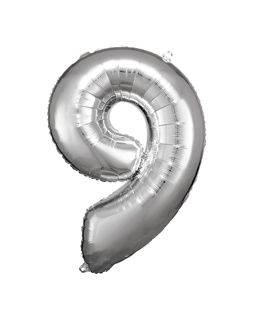 Globo helio  numero:9 plata 83/86cm