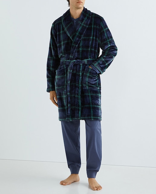 Imagen 0 de Bata polar de hombre cuadro escoces