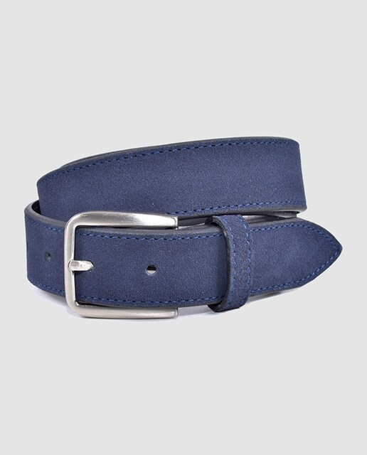 Imagen 0 de Cinturón de hombre en piel de serraje azul marino