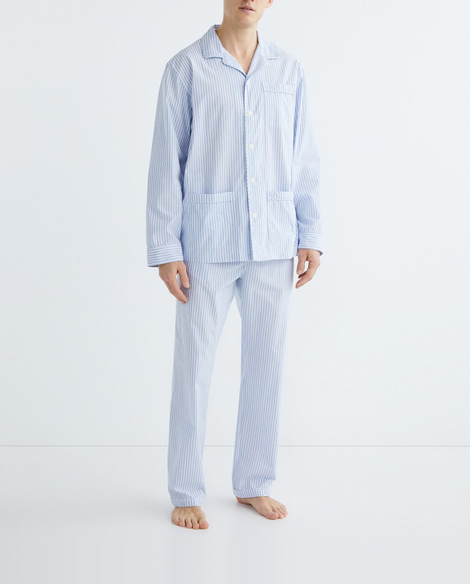 Imagen 0 de Pijama largo abierto popelín de hombre