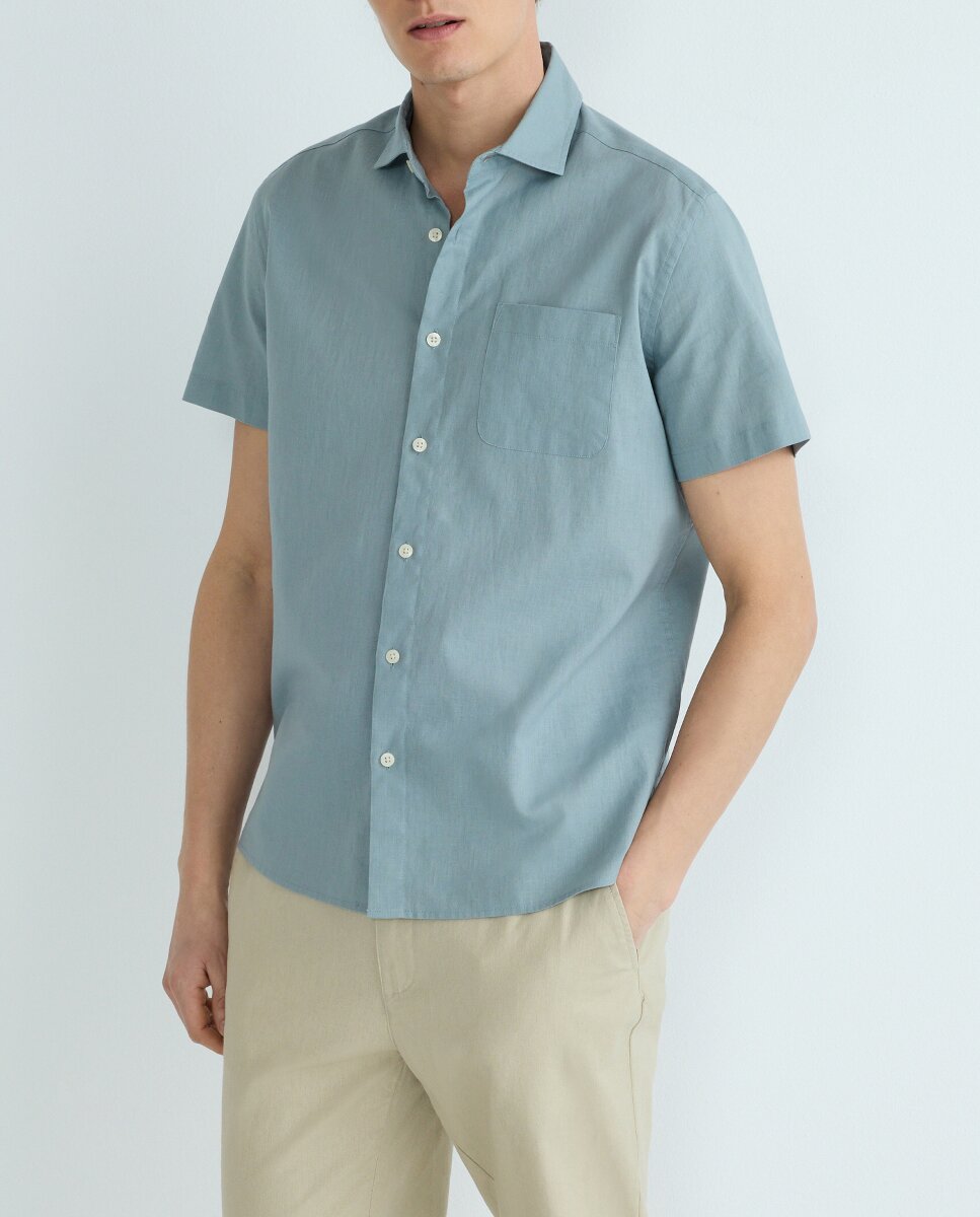 Imagen 0 de Camisa manga corta hombre algodón lino