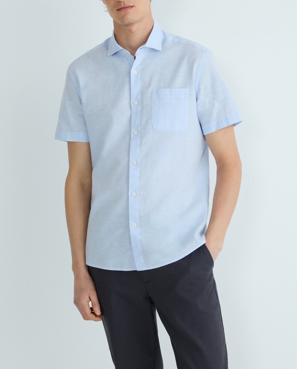 Imagen 0 de Camisa manga corta hombre algodón lino