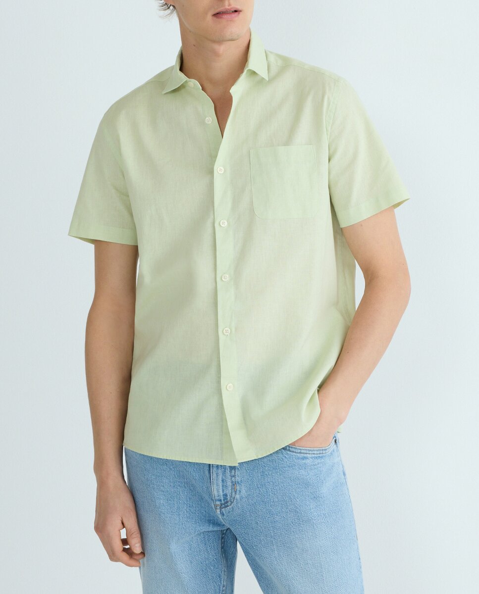 Imagen 0 de Camisa manga corta hombre algodón lino