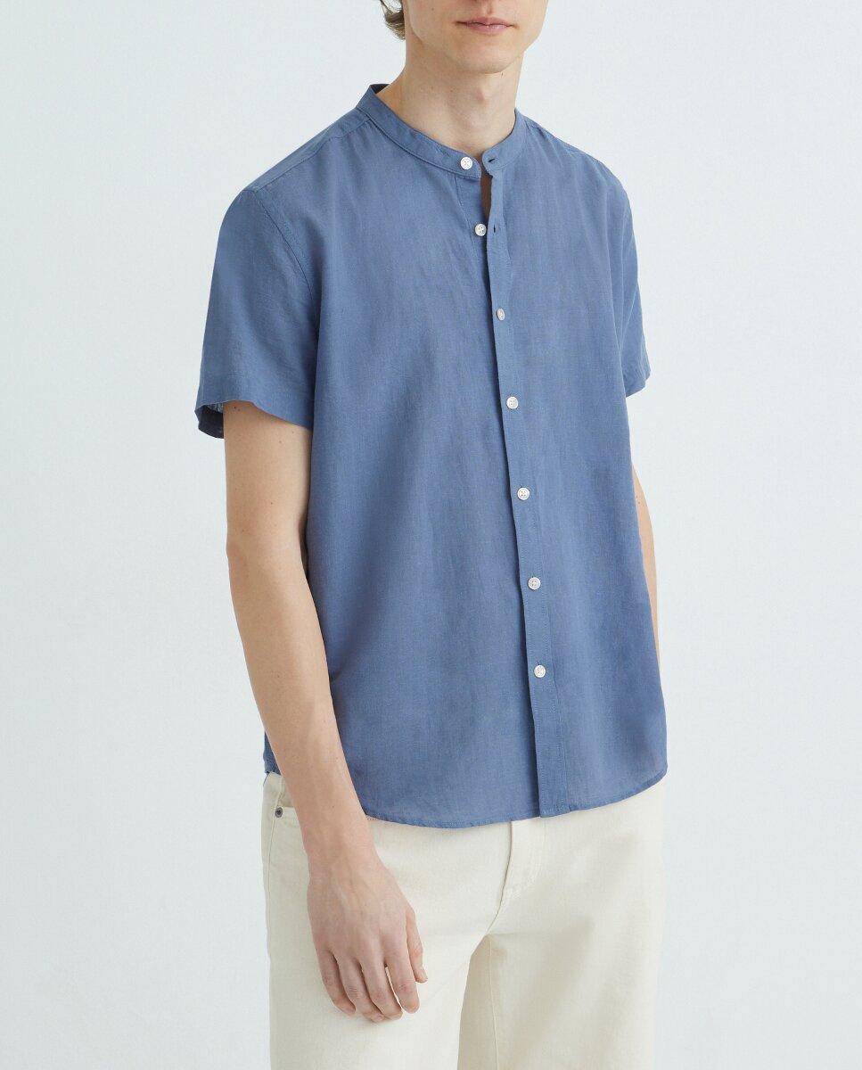 Imagen 0 de Camisa manga corta hombre cuello mao algodón lino