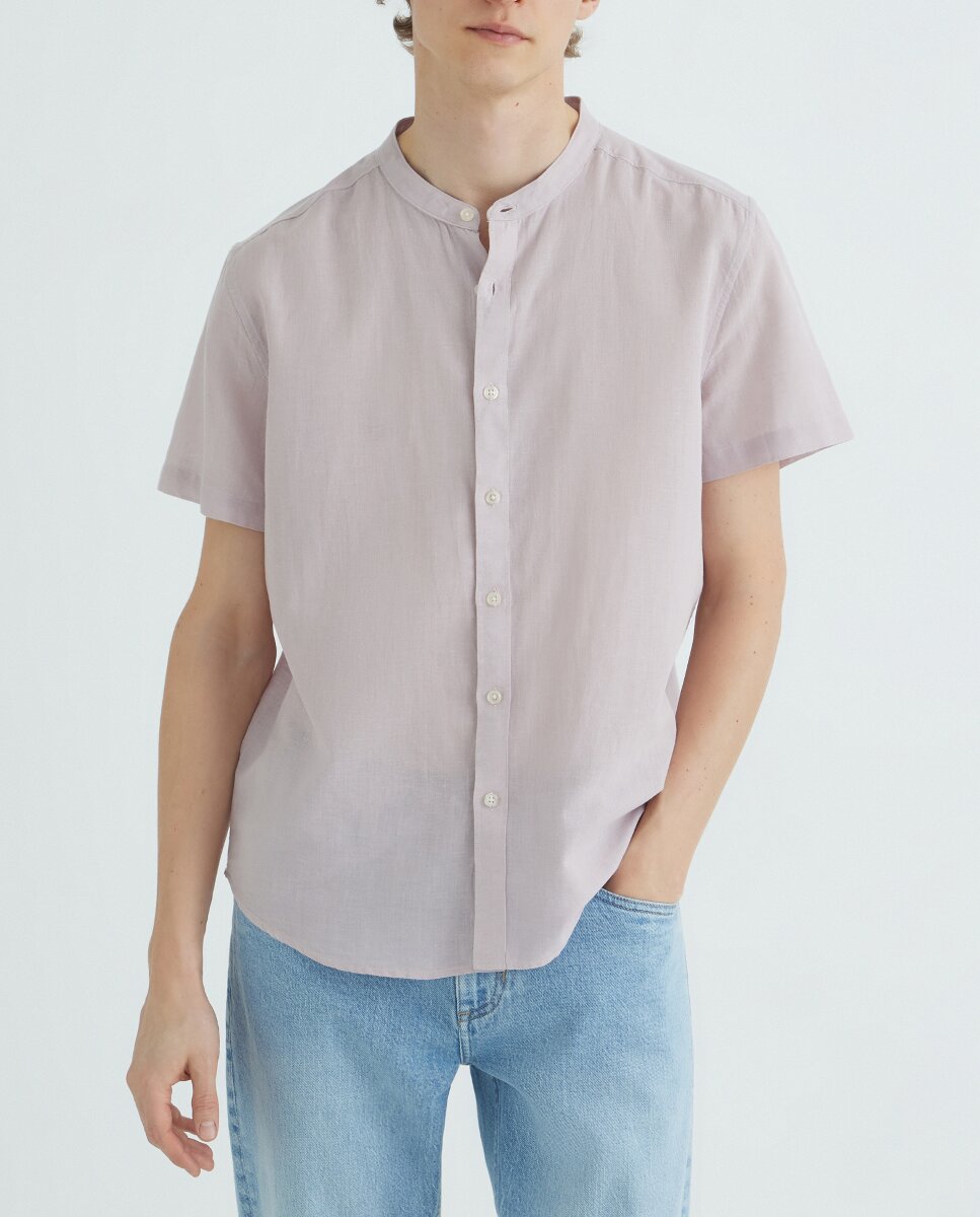 Imagen 0 de Camisa manga corta hombre cuello mao algodón lino