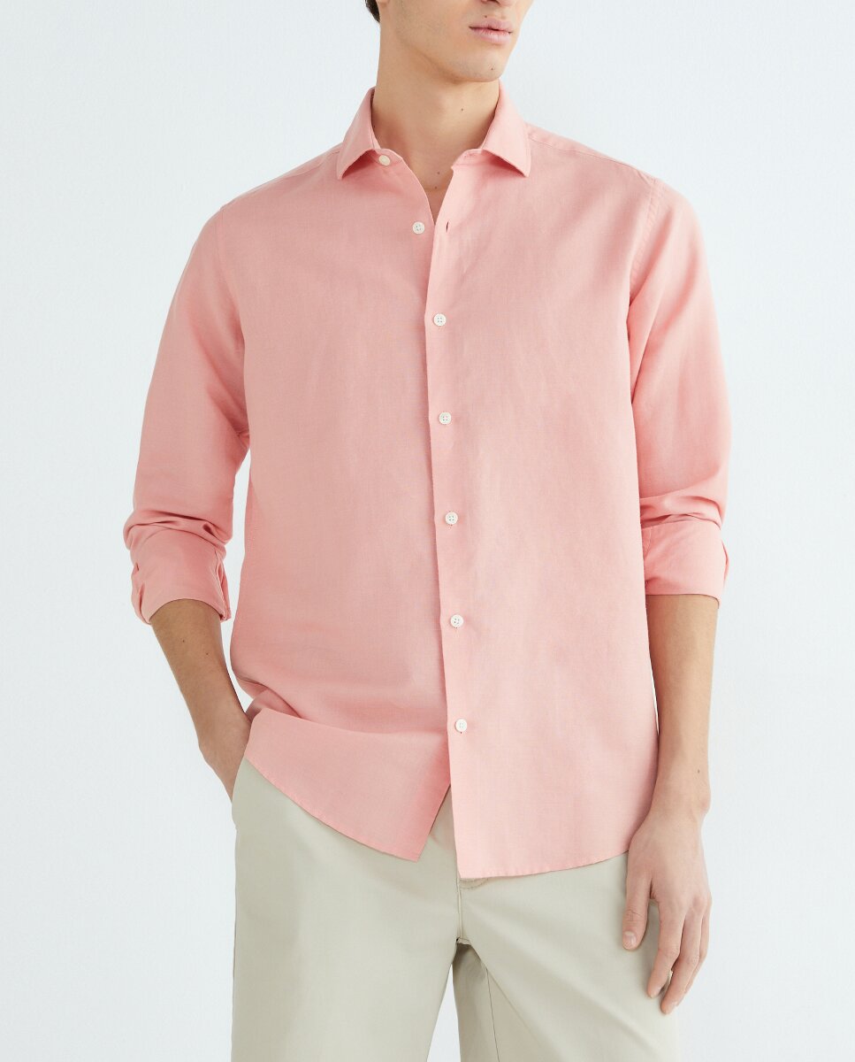 Imagen 0 de Camisa de hombre de lino y algodón