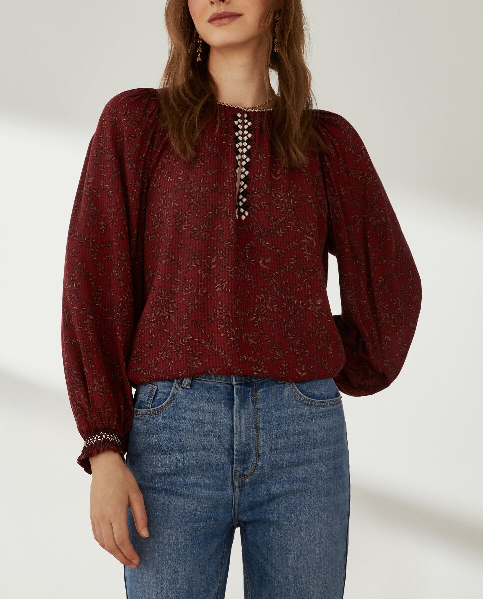 Imagen 0 de Blusa de manga larga con escote en V
