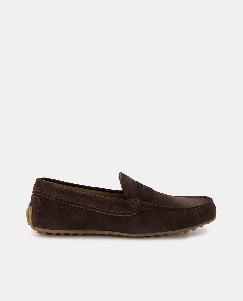 Imagen 0 de Mocasín con antifaz de serraje con piso de goma