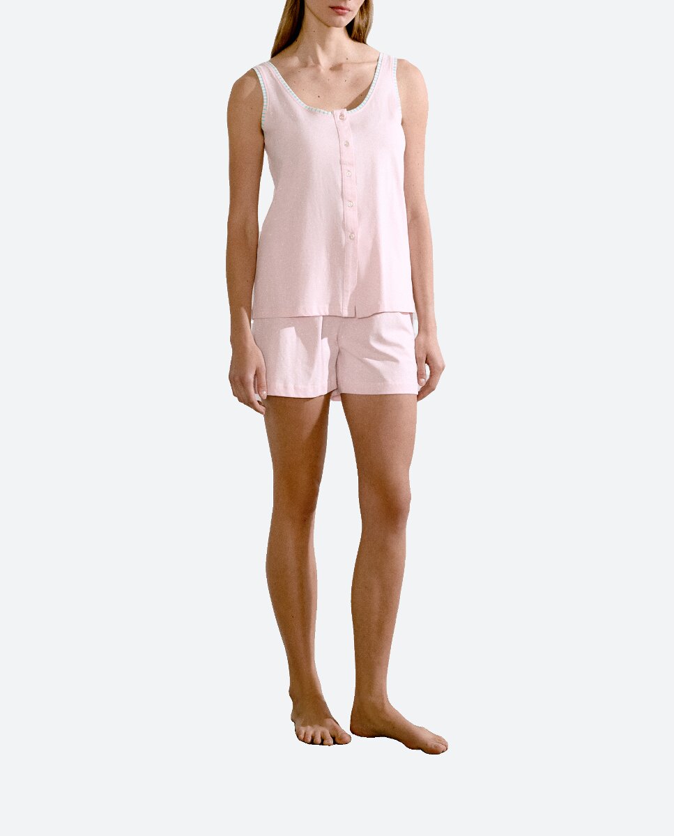 Imagen 0 de Pijama top tirantes estampado mini lunares top botones