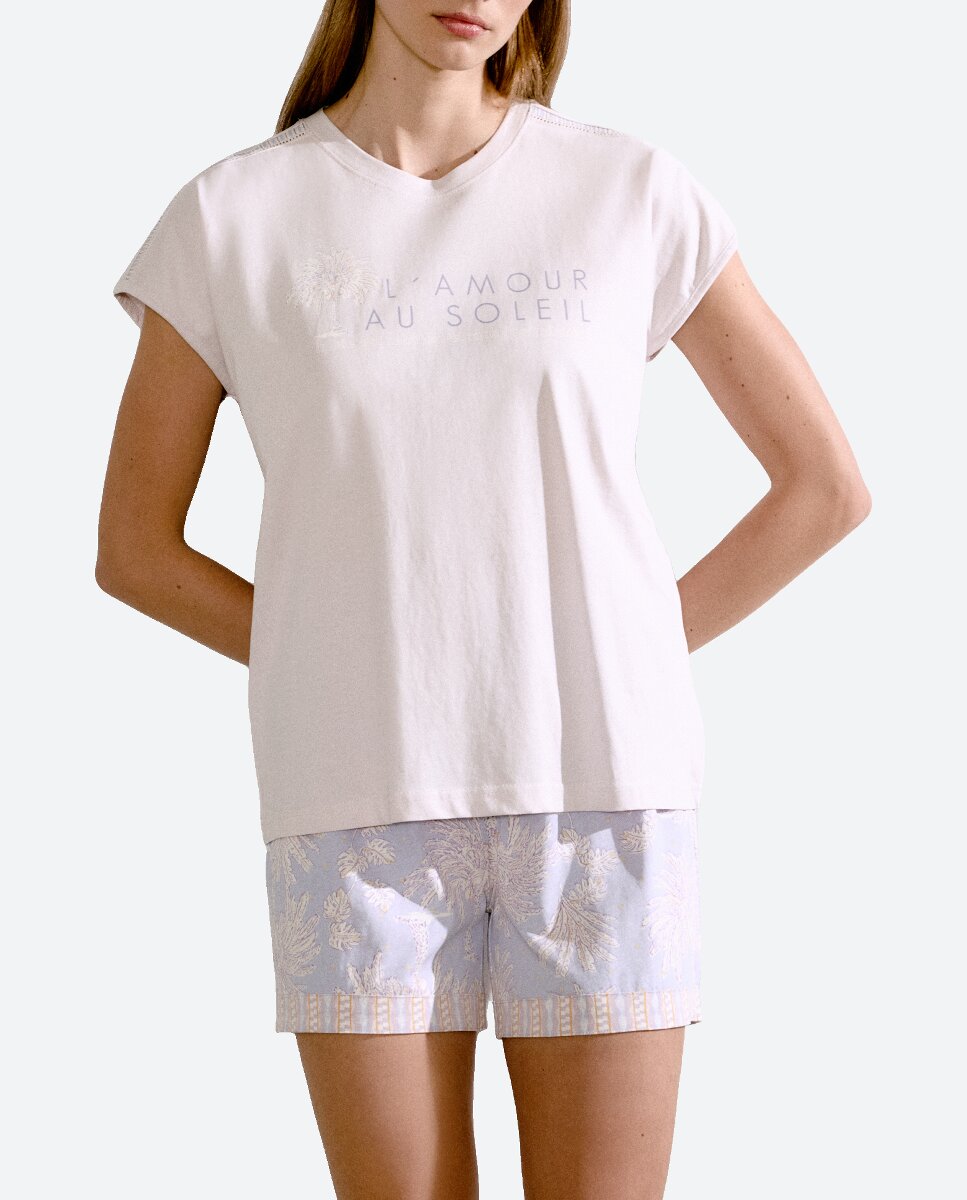 Imagen 0 de Pijama pantalón corto top posicionado palmera