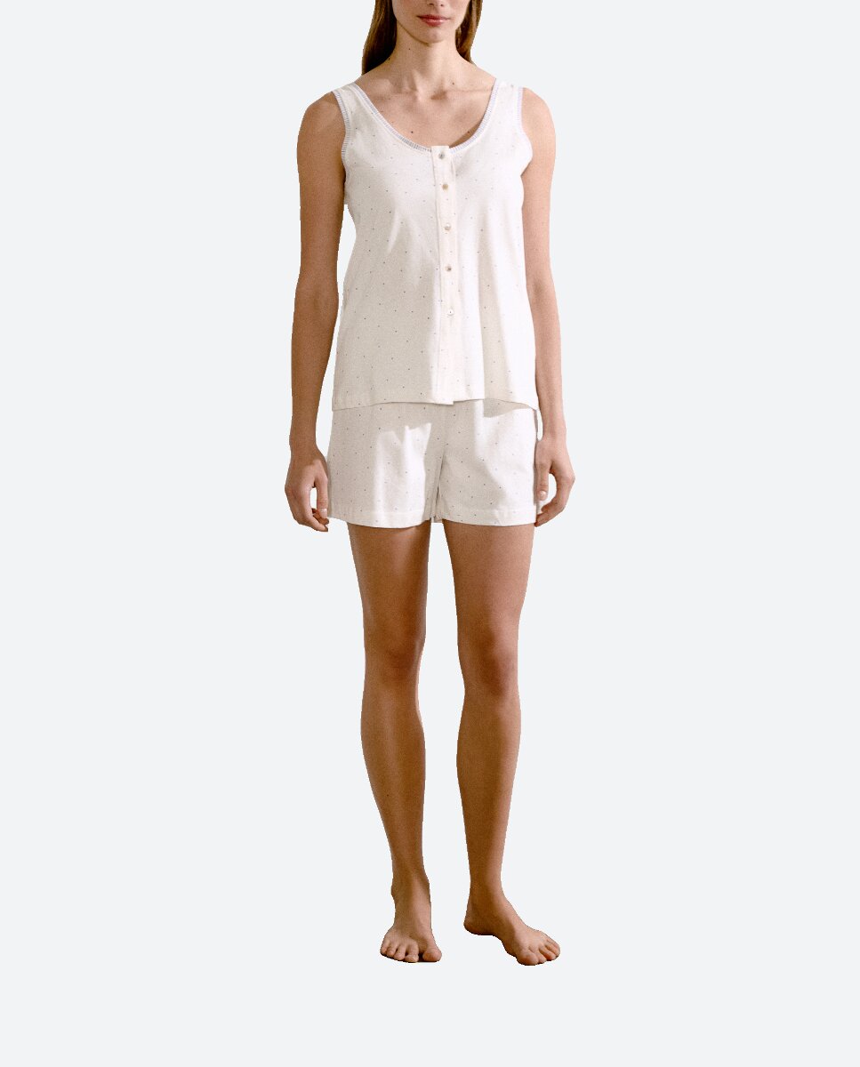 Imagen 0 de Pijama top tirantes estampado mini lunares top botones