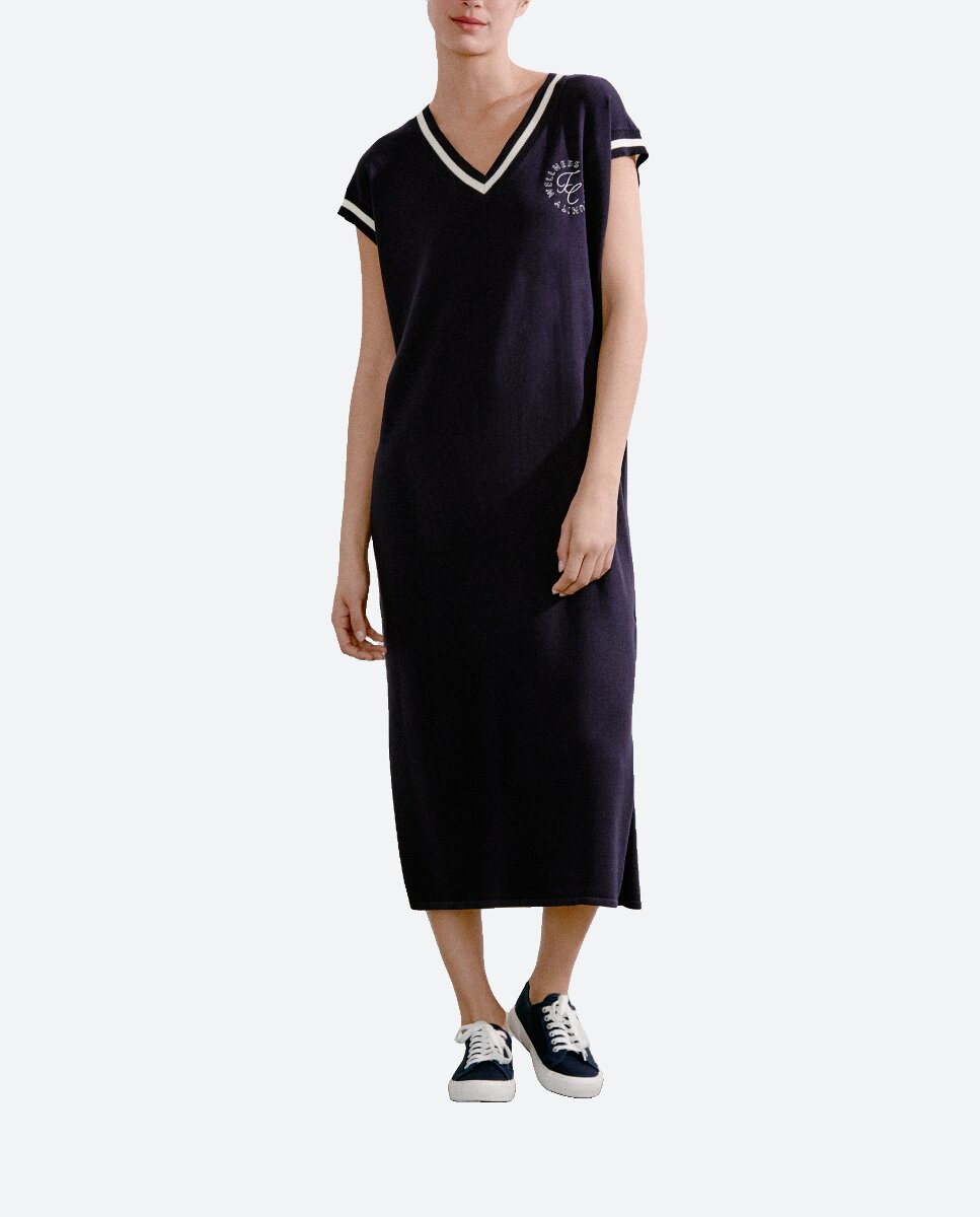 Imagen 0 de Vestido con detalle lateral y raya a contraste