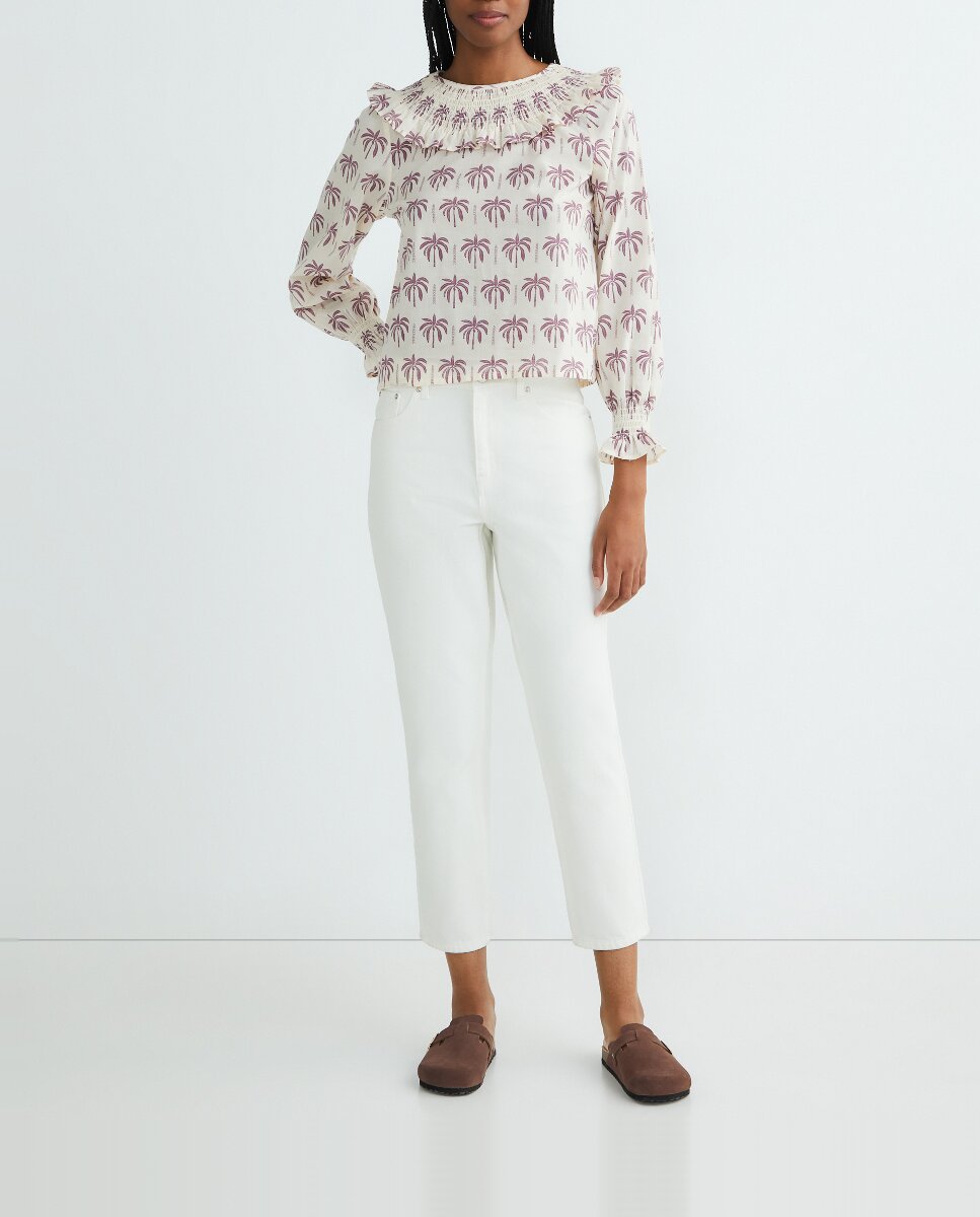 Imagen 0 de Blusa de mujer estampada detalle cuellos