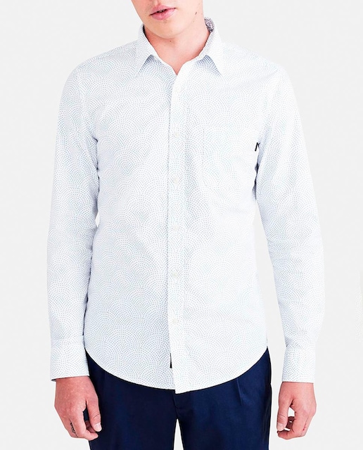 Imagen 0 de Camisa de hombre slim fit de manga larga, con micro estampado. Bolsillo en el pecho