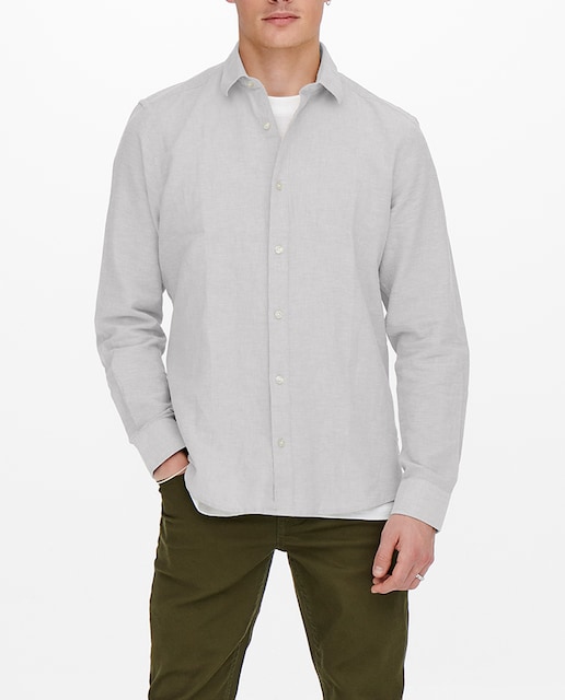 Imagen 0 de Camisa de lino de hombre manga larga regular fit