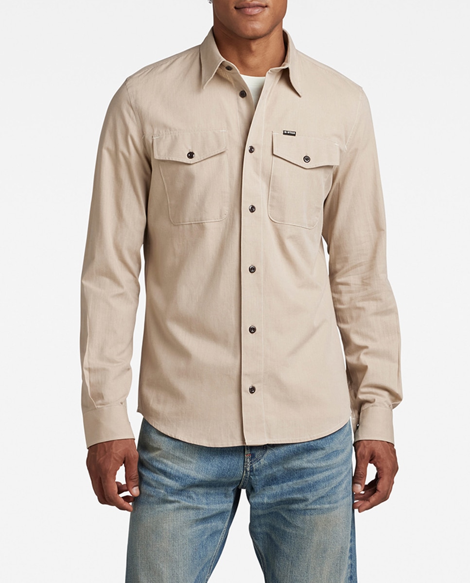 Imagen 0 de Camisa de hombre Marine Slim, de corte ajustado y bolsillos con solapa